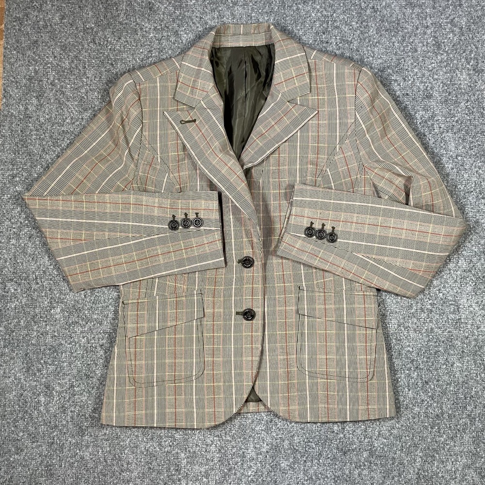 Women's Plaid Blazer Size Small* Gray Pink Orange Jacket Workwear‎ Office Layer